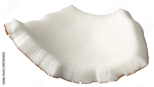 Fresh coconut meat isolated on white background.