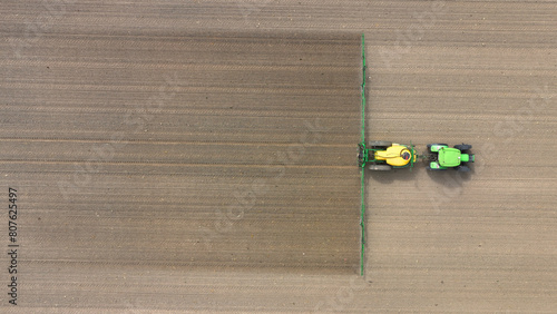 chemical spraying of young cereals, air view