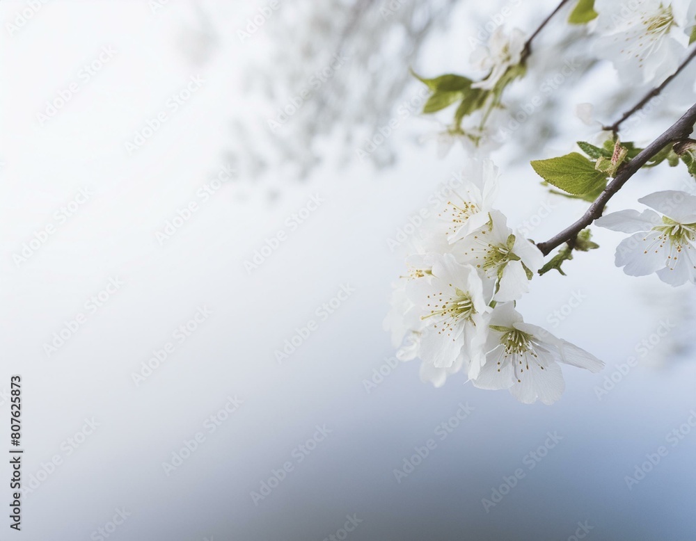 Background with white cherry blossom in the mist. Copy Space Background with white cherry blossom in the mist. Copy Space