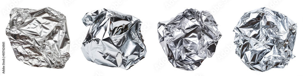 Aluminum Foil Ball Isolated, png set Aluminum Foil Ball Isolated, png set