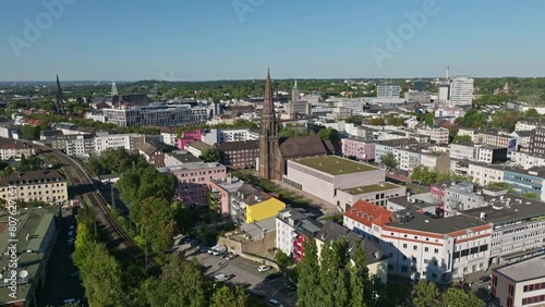 Aerial drone view of the Former St. Mary's Church (Ehemalige St. Marien Kirche) in Bochum, Germany.  photo