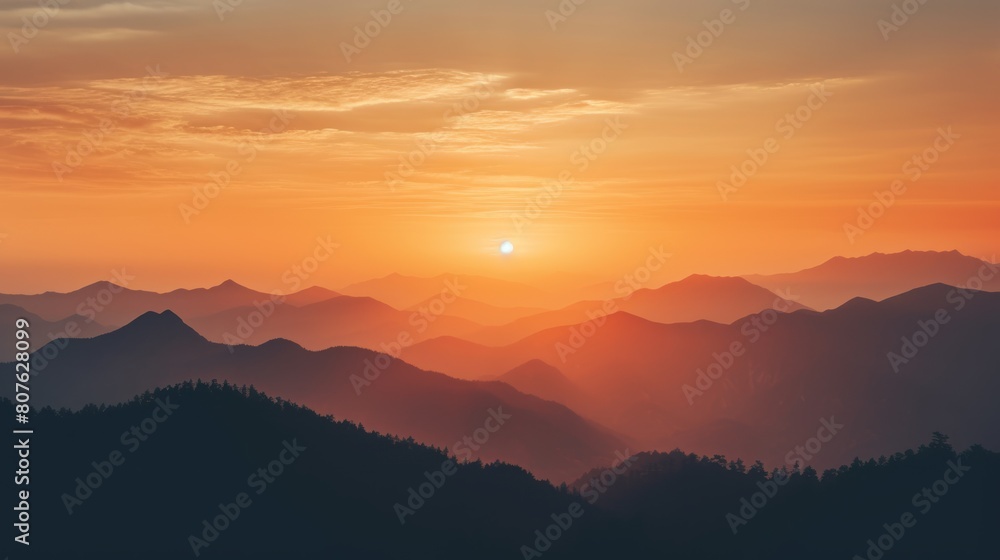 sunset over a majestic mountain range, with the peaks silhouetted against the fiery sky. sunset over a majestic mountain range, with the peaks silhouetted against the fiery sky.