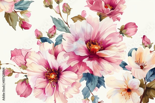 Fototapeta Naklejka Na Ścianę i Meble -  watercolor flowers background