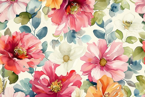 Fototapeta Naklejka Na Ścianę i Meble -  watercolor flowers background