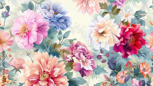 Fototapeta Naklejka Na Ścianę i Meble -  watercolor flowers background