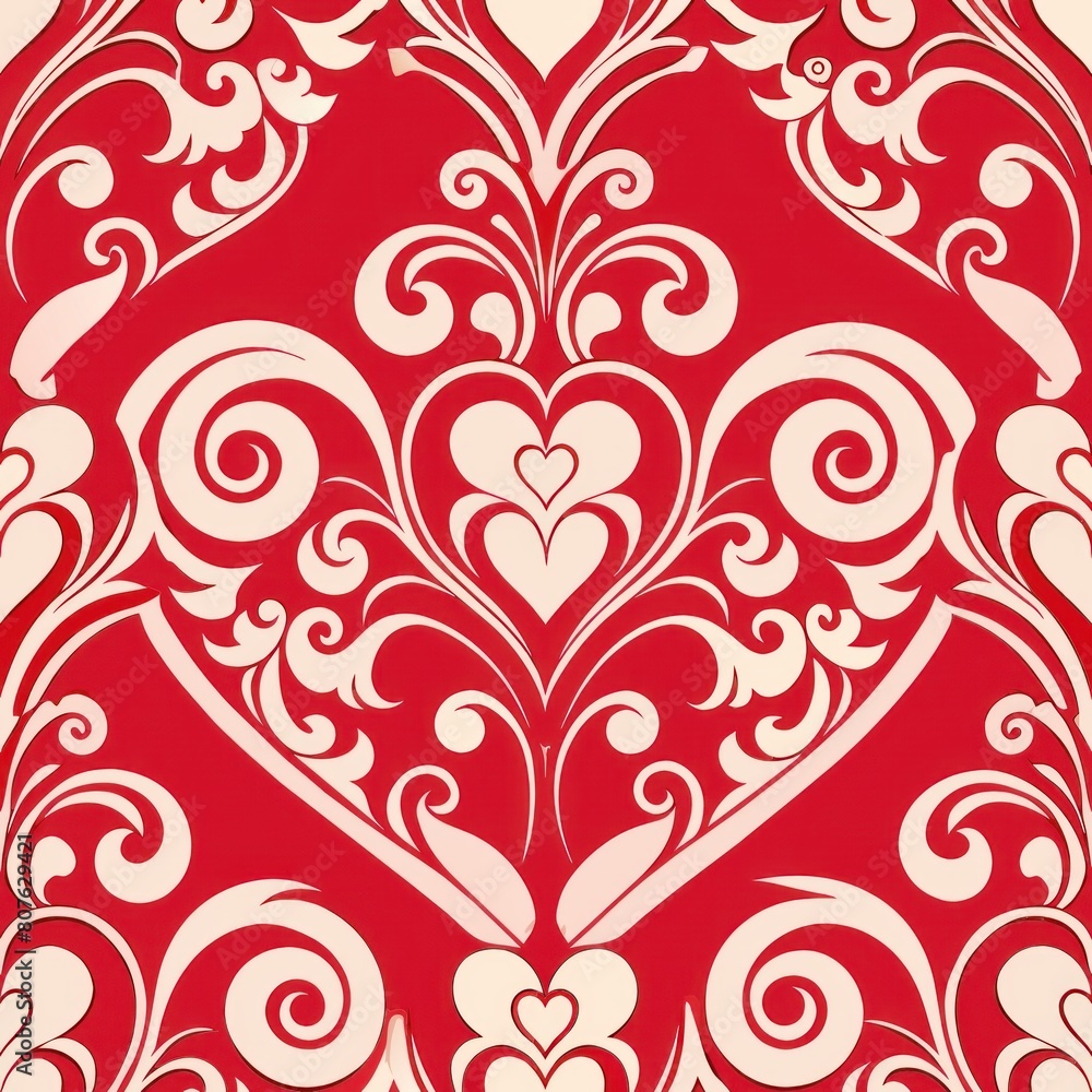 Seamless pattern of elegant damask prints in shades of red and gold, adding a touch of sophistication to your Valentine's Day gifts, Generative AI Seamless pattern of elegant damask prints in shades of red and gold, adding a touch of sophistication to your Valentine's Day gifts, Generative AI