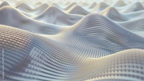 Futuristic Wavy Grids: Calm waves cascade through geometric dimensions.