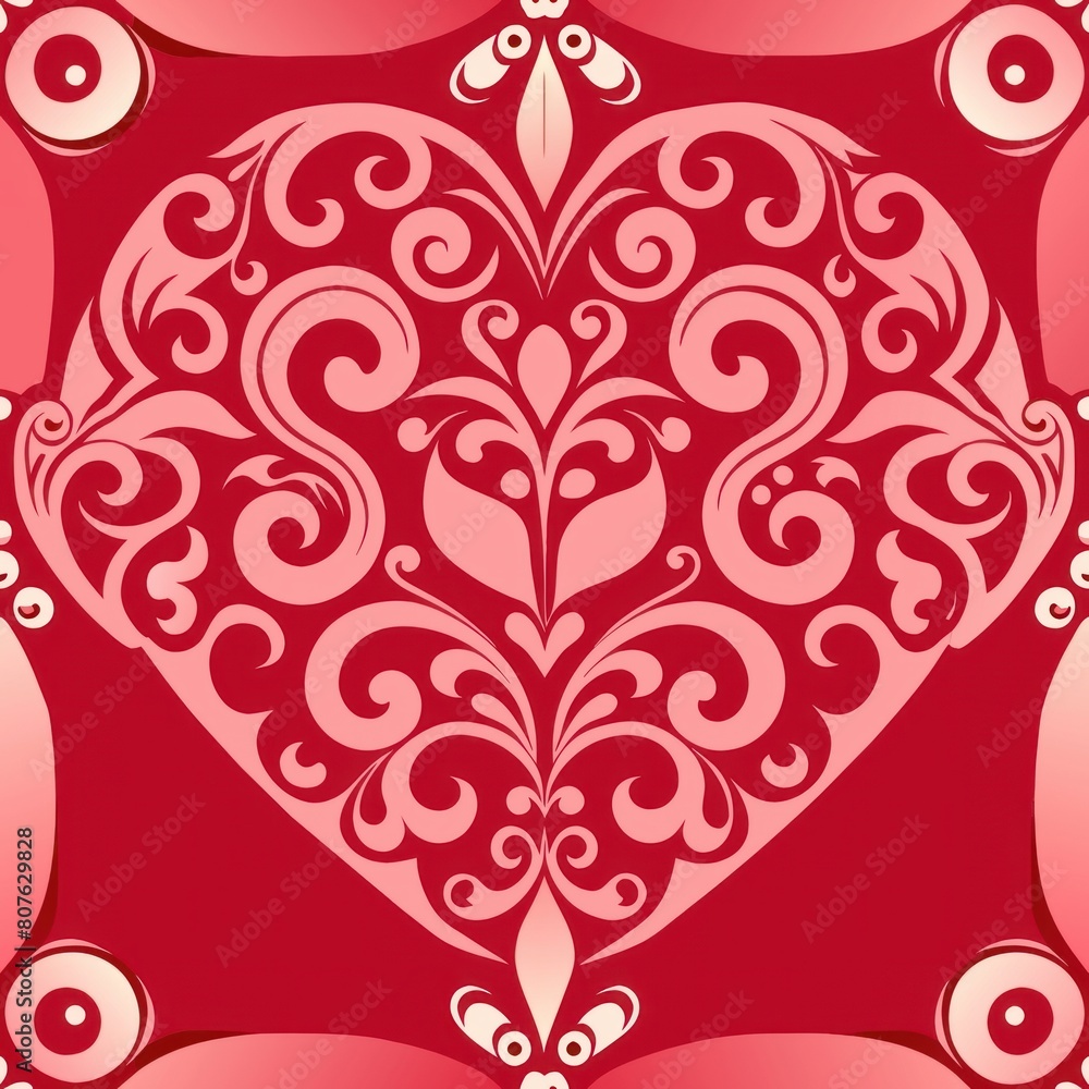 Seamless pattern of elegant damask prints in shades of red and gold, adding a touch of sophistication to your Valentine's Day gifts, Generative AI Seamless pattern of elegant damask prints in shades of red and gold, adding a touch of sophistication to your Valentine's Day gifts, Generative AI