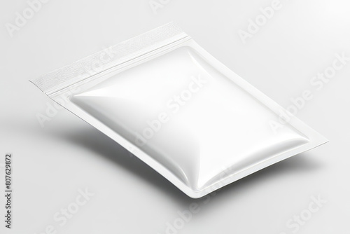 Glossy Pouch Up Blank White Template isolated in a White Background