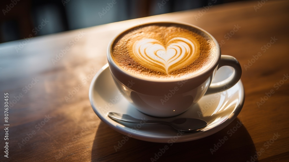 cup of latte with a delicate heart-shaped design crafted by the barista, cup of latte with a delicate heart-shaped design crafted by the barista,