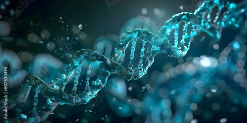 Exploring the DNA Double Helix Structure and Genetic Engineering in the Human Genome. Concept DNA Double Helix, Genetic Engineering, Human Genome, Biotechnology, Genetic Modification