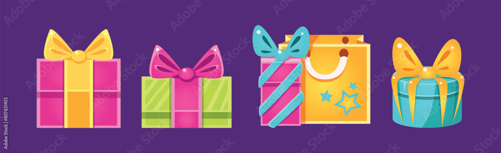 Fototapeta premium Gift Box and Package as Shopping and Purchase Vector Set