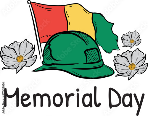 Hand drawn guinea memorial day illustration, tamplet commemorating independence day