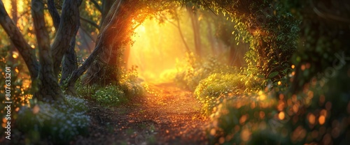 Wander Through A Magical Forest Path And Tree Tunnel At Sunrise On A Spring Morning  Background HD For Designer 