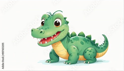 cute crocodile on plain white background from Generative AI © SevenThreeSky