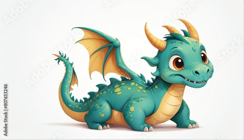 cute dragon on plain white background from Generative AI