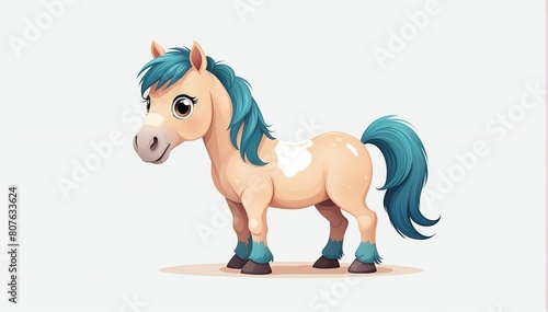 cute horse on plain white background from Generative AI