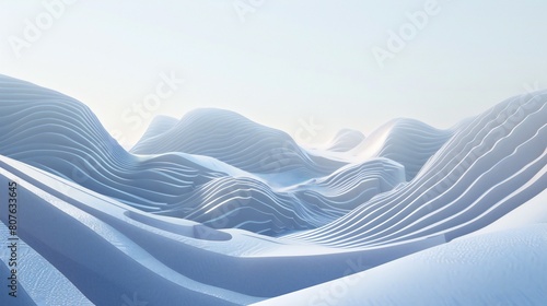 Serene Waves: Dive into a minimalist 3D backdrop, where soothing waves cascade in futuristic elegance.