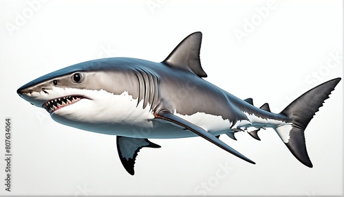 cute shark on plain white background from Generative AI