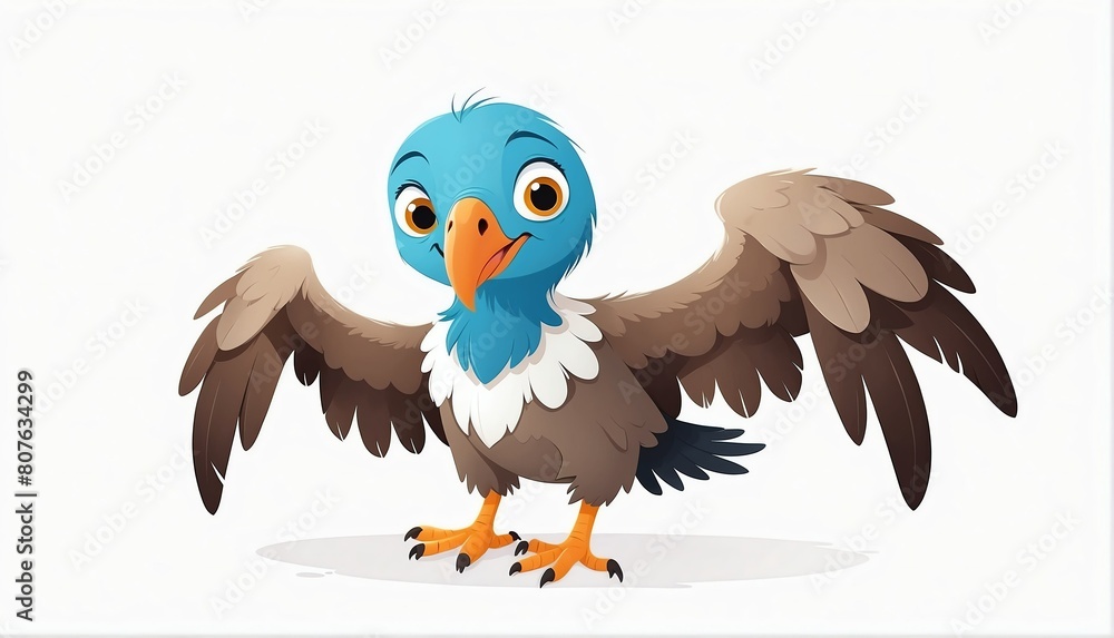 cute vulture bird on plain white background from Generative AI