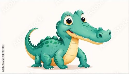 cute alligator on plain white background from Generative AI