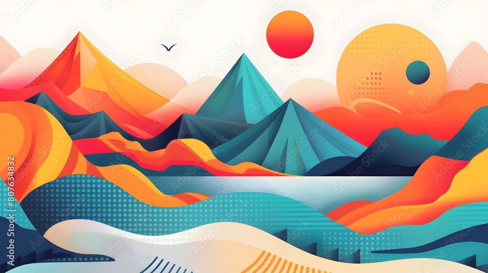 Abstract background geometric on a summer theme. Generative Ai Abstract background geometric on a summer theme. Generative Ai