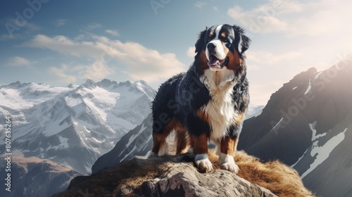Proud Bernese Mountain Dog Portrait photo