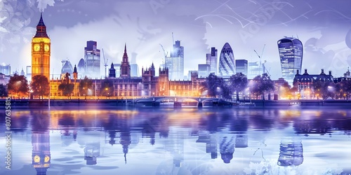 Customizable London buildings banner with changeable objects and background for projects. Concept London, Buildings, Customizable, Banner, Backgrounds