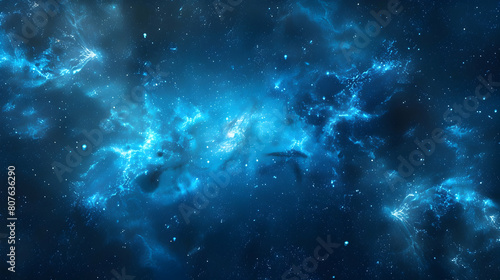 Abstract space background with blue nebula and stars