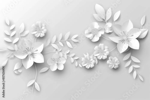 Sophisticated White 3D Floral Leaves Against White - Modern Art  Simplicity in Design  Wedding Themes
