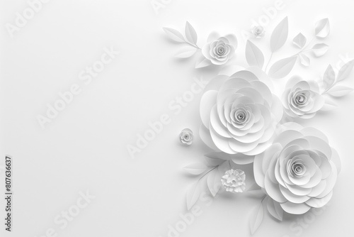 Sophisticated White 3D Floral Leaves Against White - Modern Art  Simplicity in Design  Wedding Themes