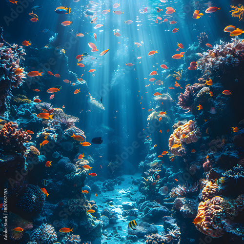 underwater scene with fishes