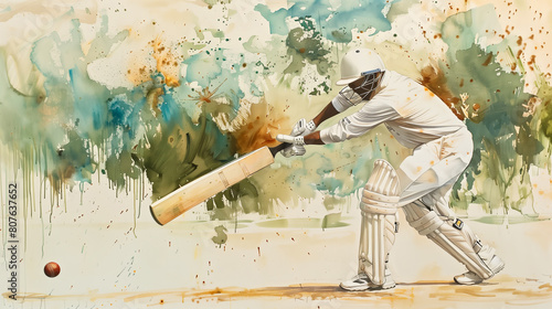 cricket spieler in acryl design gestalterisch gezeichnet photo