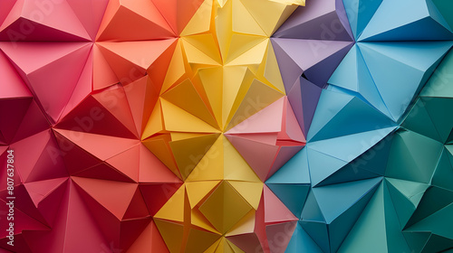 Colorful origami paper background. Minimal abstract geometric design