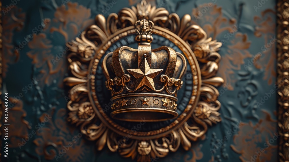 A modern icon of an elegantly decorated crown with a star in the center