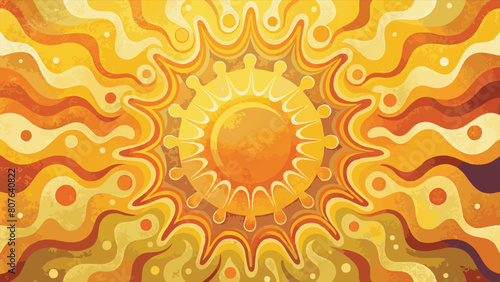 Groovy retro abstract sun backgrounds. Sun sunbeams summer texture. Contemporary poster print banner template. Wavy vector illustration.