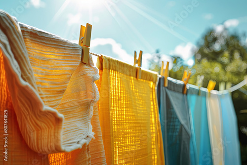 Washing day with laundry on clothesline
 photo