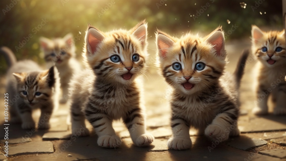 Playful kittens chasing whispers of joy