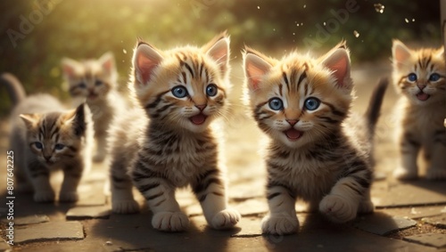 Playful kittens chasing whispers of joy