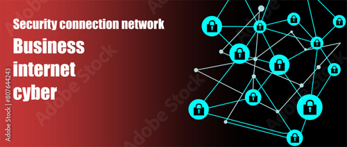 business internet cyber security connection network concept. flat illustration abstract background web banner design