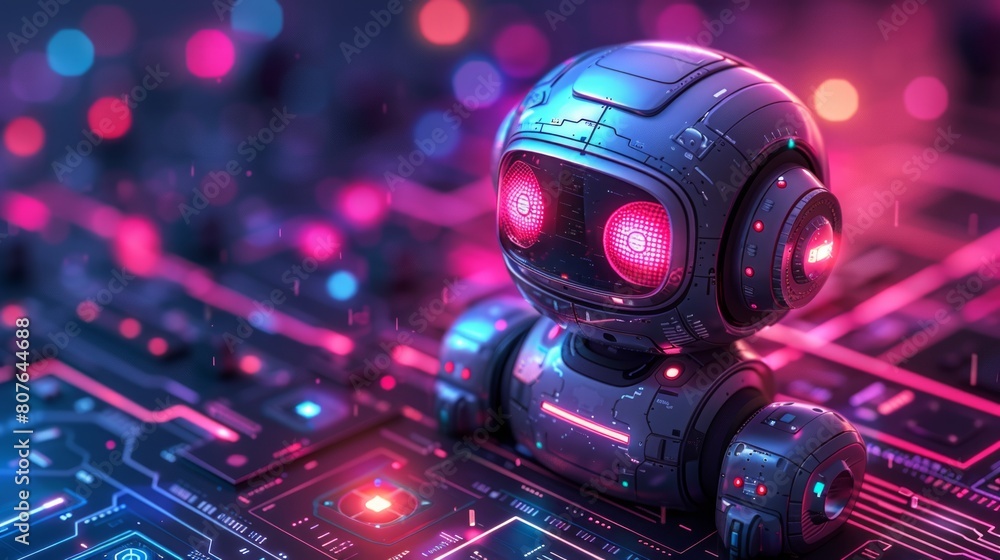 Fototapeta premium Data processing, robotics concept, smart tech, UV ai modern icon, robotics technology, machine intelligence and machine learning