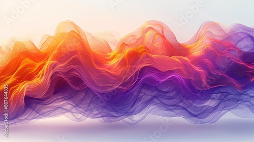 Abstract colourful circle frame with wave lines pattern flowing isolated on white background for music, technology, and ai