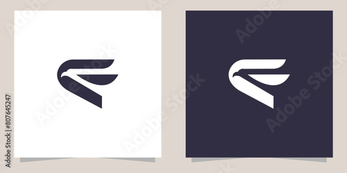 letter e with eagle logo design