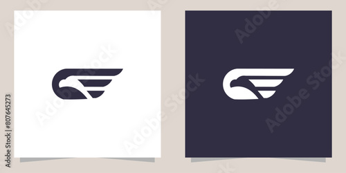 letter e with eagle logo design