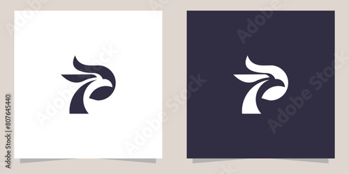 letter p with eagle logo design