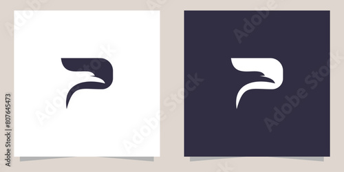 letter p with eagle logo design