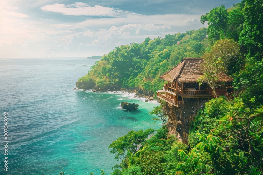 Tropical Cliff House Overlooking Ocean
Tropical Cliff House Overlooking Ocean