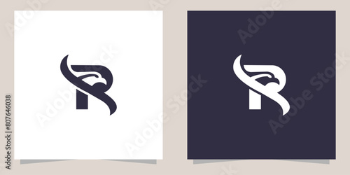 letter r with eagle logo design