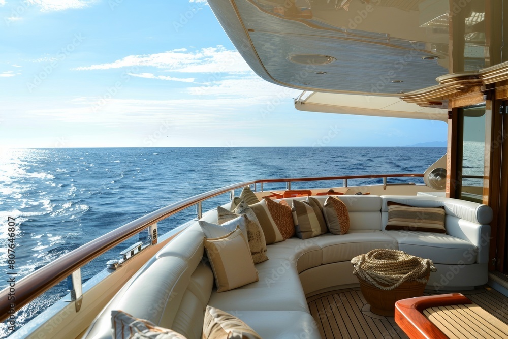Fototapeta premium Luxury Yacht Cruising on Serene Ocean