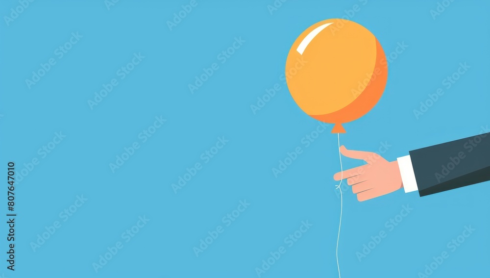 man hand holding birthday baloon against gradient pastel background, copu space. Birthday concept